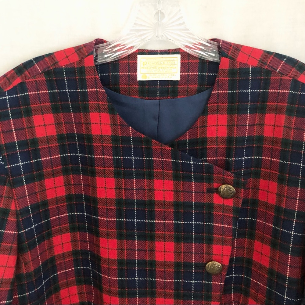 Pendleton Tartan Plaid Wool Jacket Size 14 Vintage - image 3